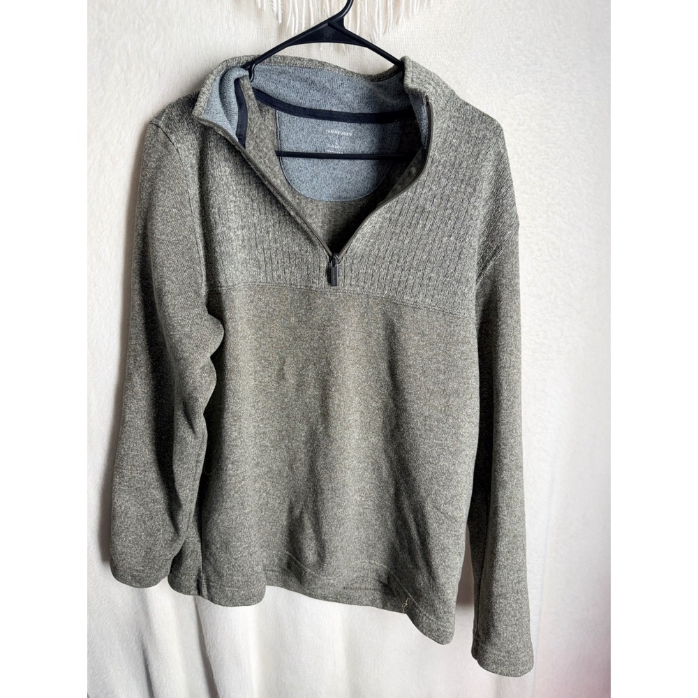 Van Heusen Mens Quarter‎ Zip Pullover Sweater Heather Grey Classic Fit Large